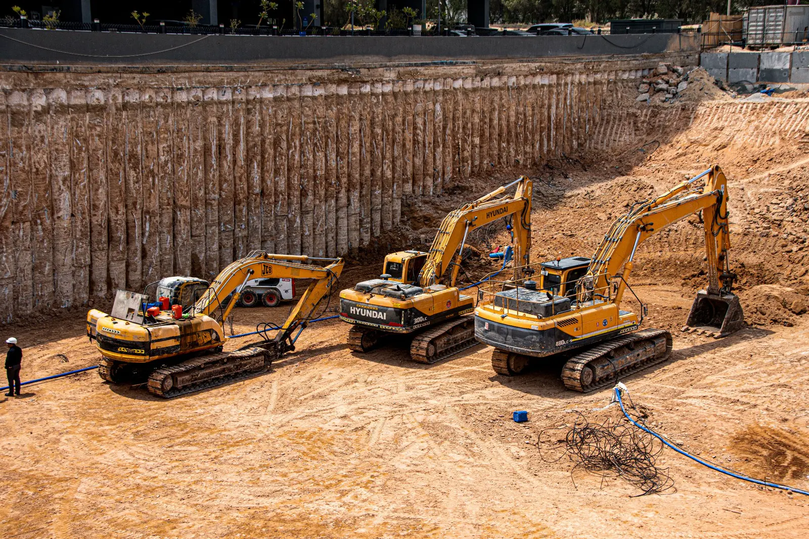 Excavators working on a major construction site