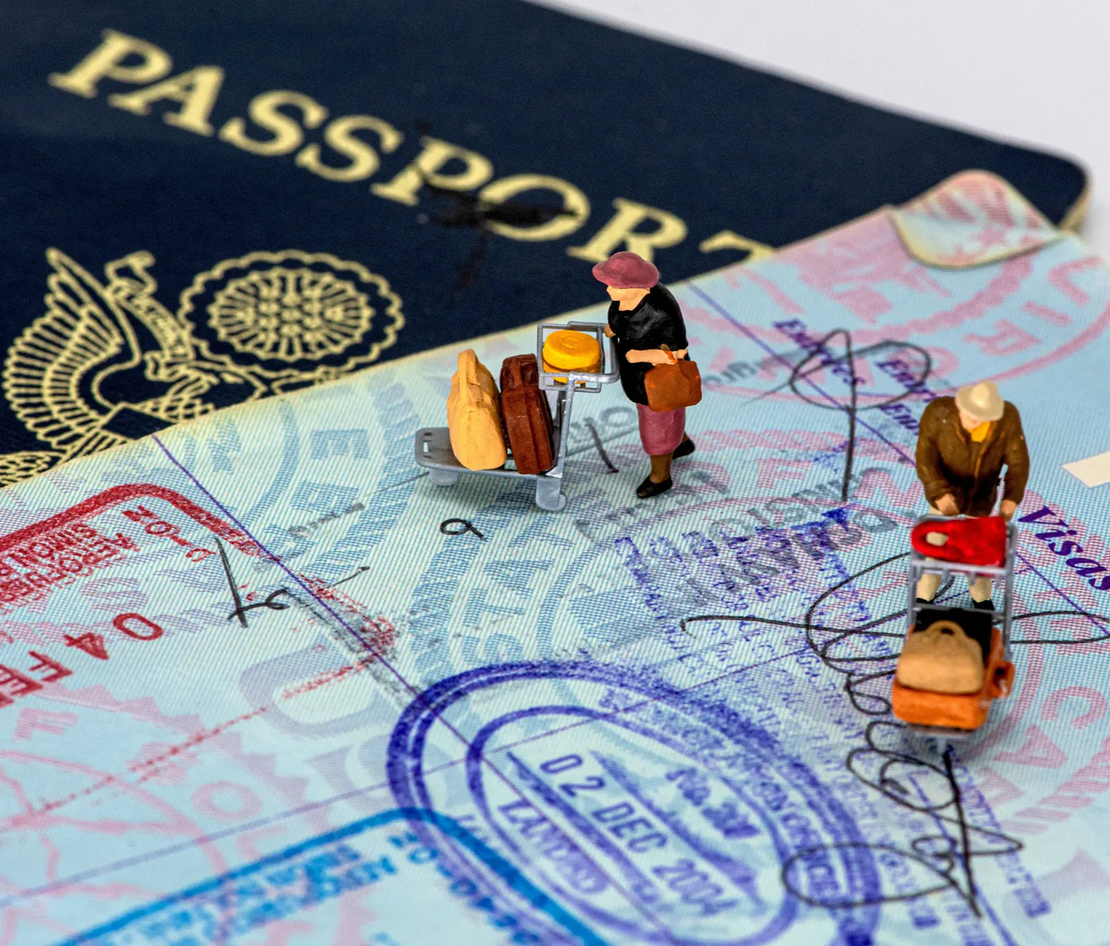 Passport and visa stamps representing international mobility